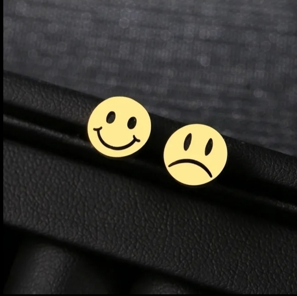 Smiling sad faces Stainless Steel Earring